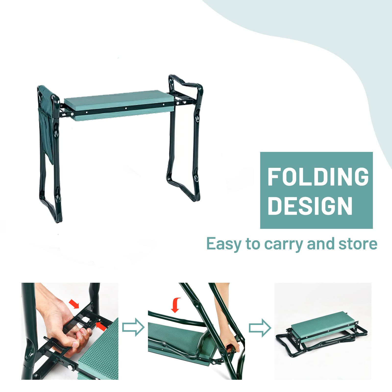 OFFICEJOY 2-in-1 Garden Kneeler & Seat – Foldable with Tool Pouch