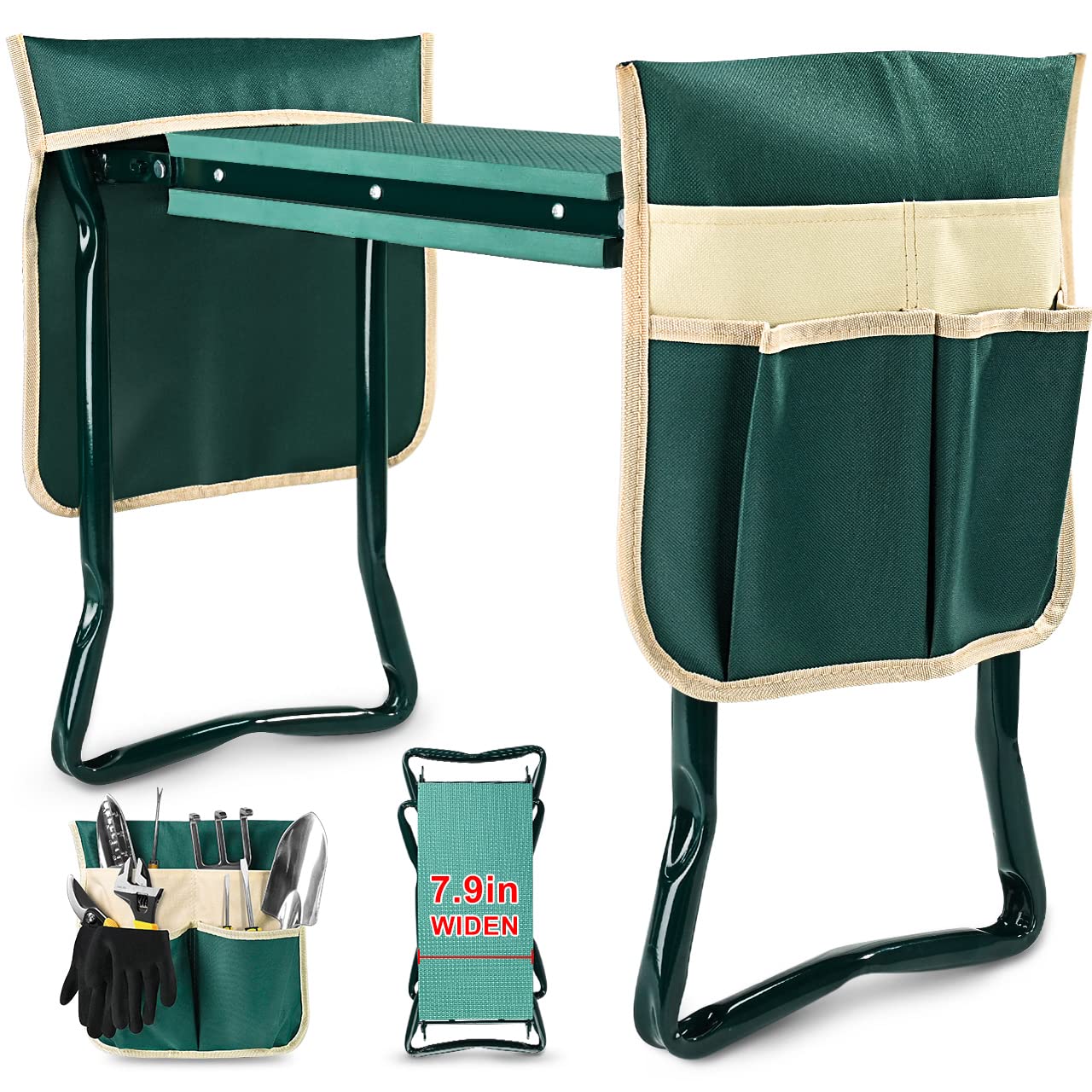 KVR Garden Kneeler & Seat – Thick Pad, Tool Pouches, Foldable