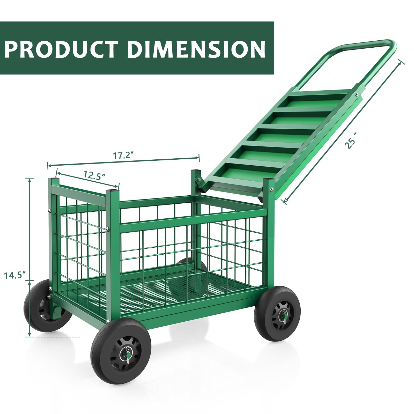 FLINTER Rolling Garden Seat with Wheels – Heavy Duty Cart for Seniors