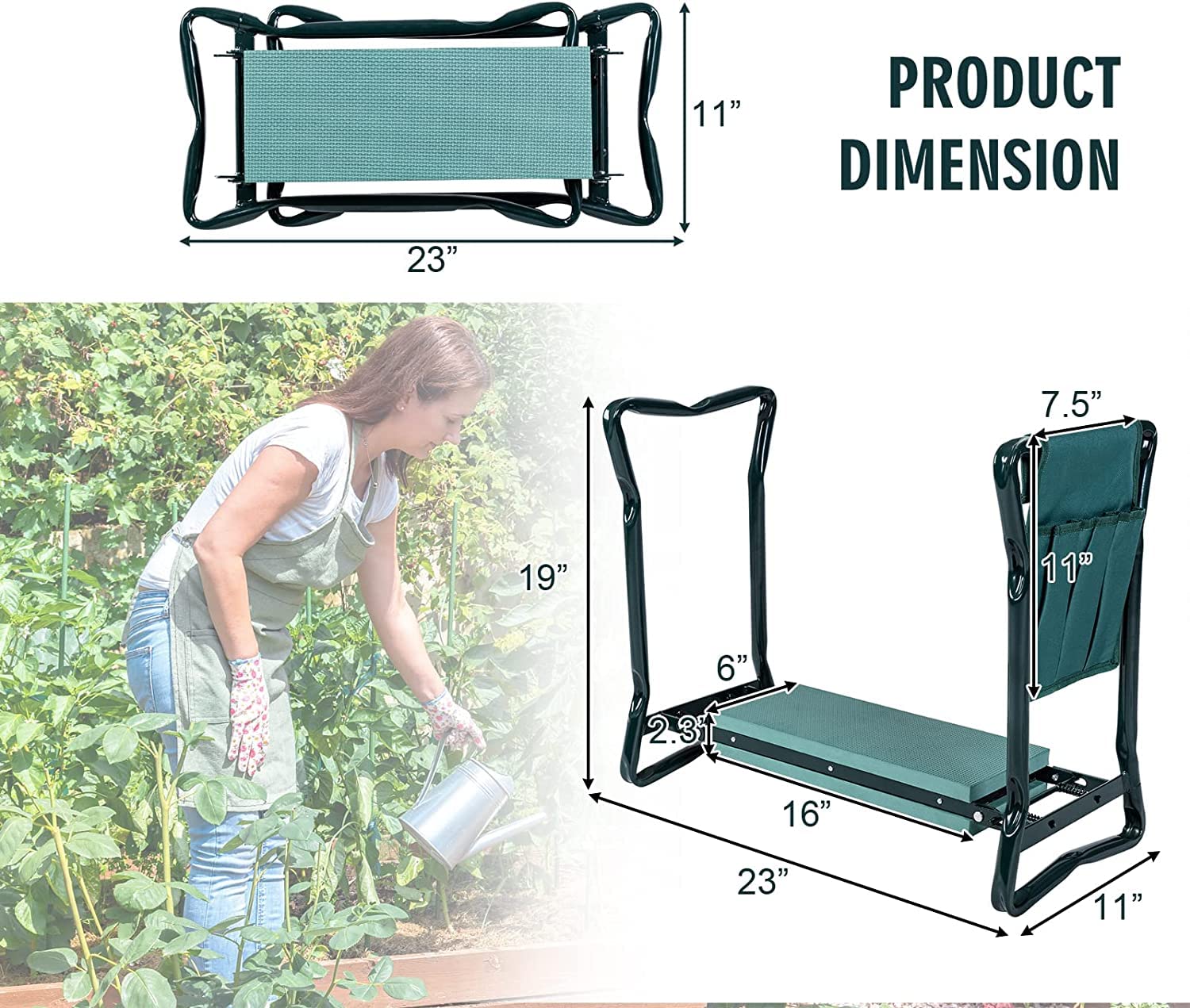OFFICEJOY 2-in-1 Garden Kneeler & Seat – Foldable with Tool Pouch