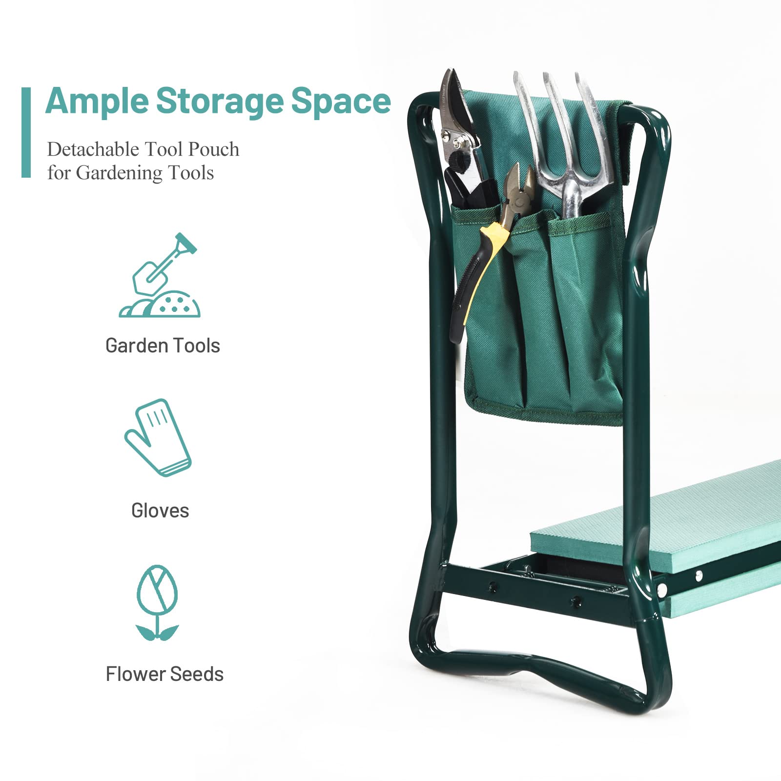 OFFICEJOY 2-in-1 Garden Kneeler & Seat – Foldable with Tool Pouch