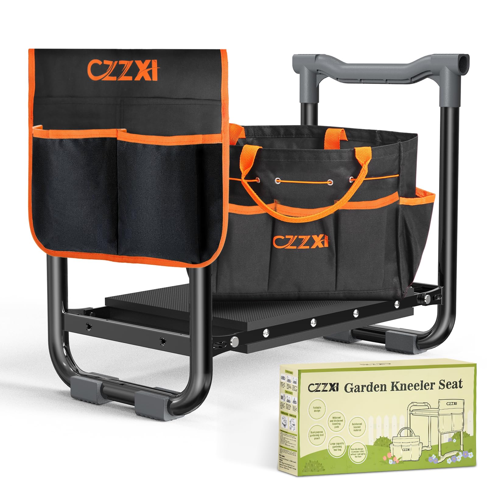 CZZXI Garden Kneeler Seat – Wide Pad & Tool Pouch