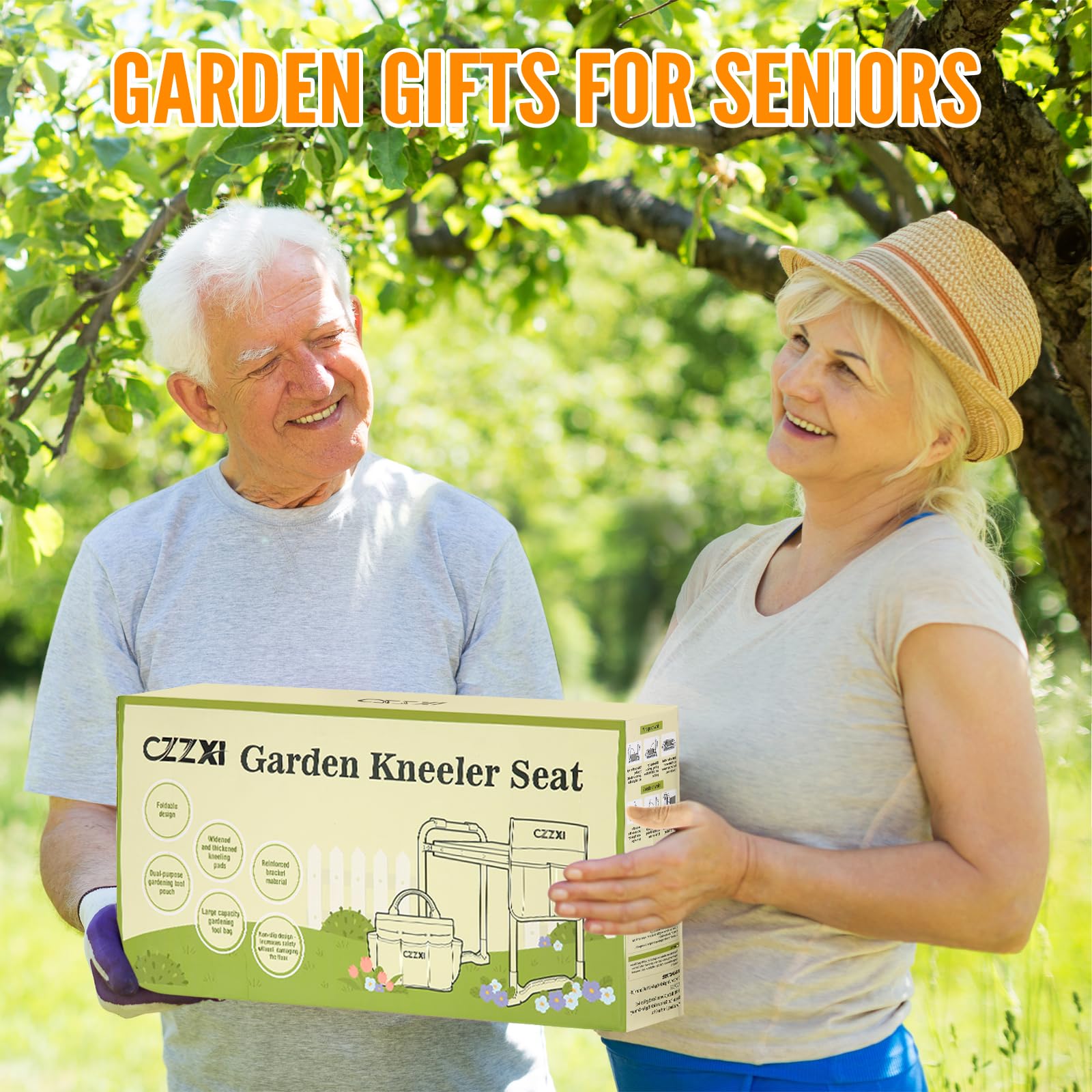 CZZXI Garden Kneeler Seat – Wide Pad & Tool Pouch