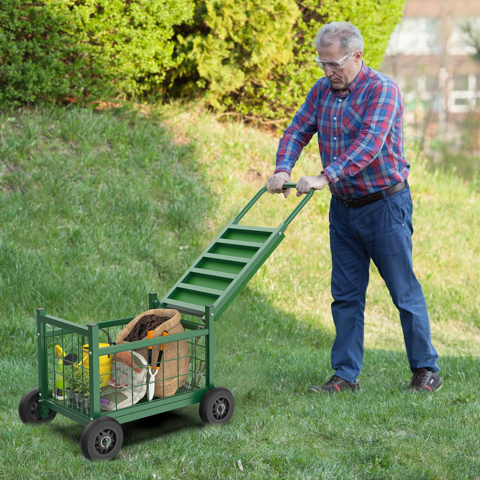 FLINTER Rolling Garden Seat with Wheels – Heavy Duty Cart for Seniors