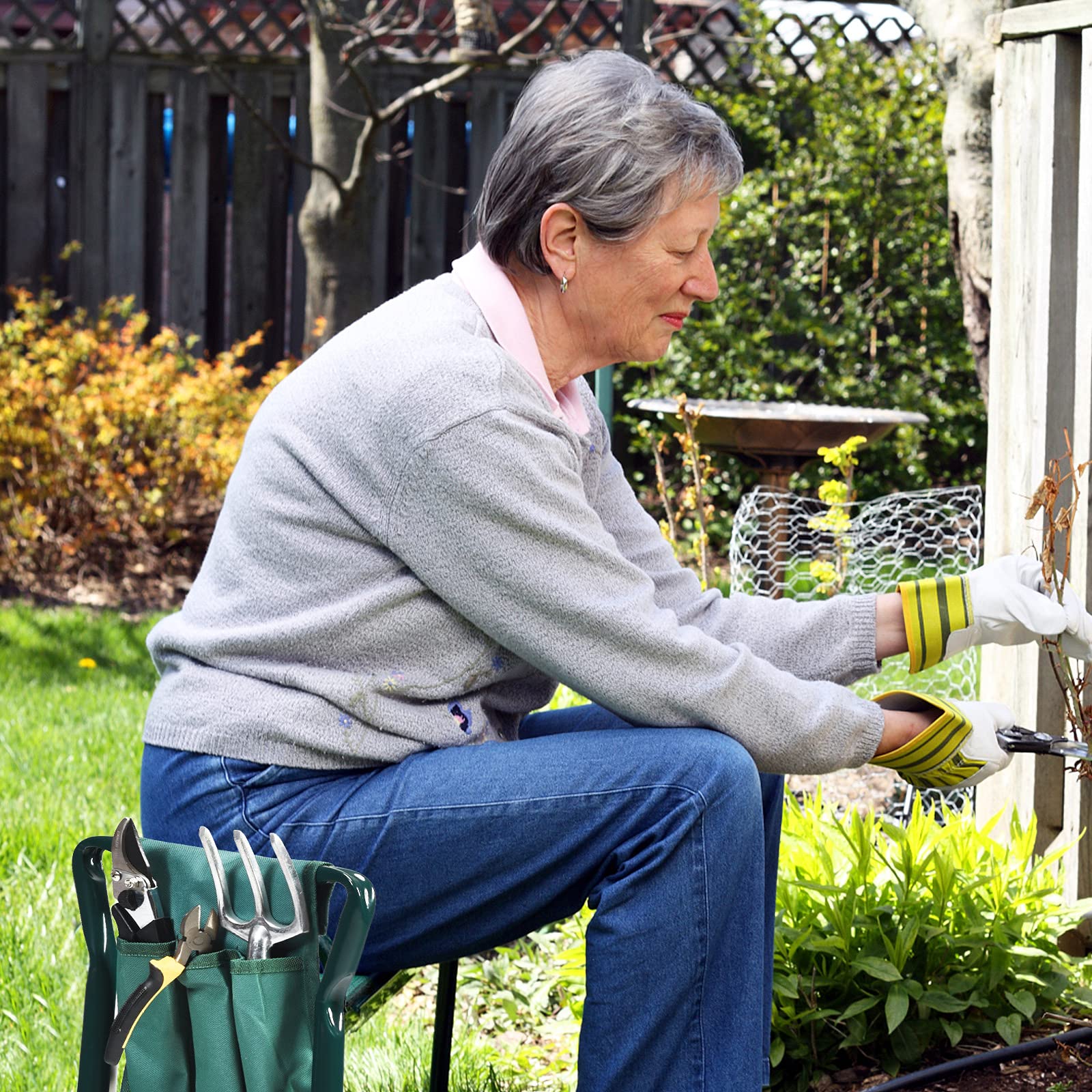 OFFICEJOY 2-in-1 Garden Kneeler & Seat – Foldable with Tool Pouch